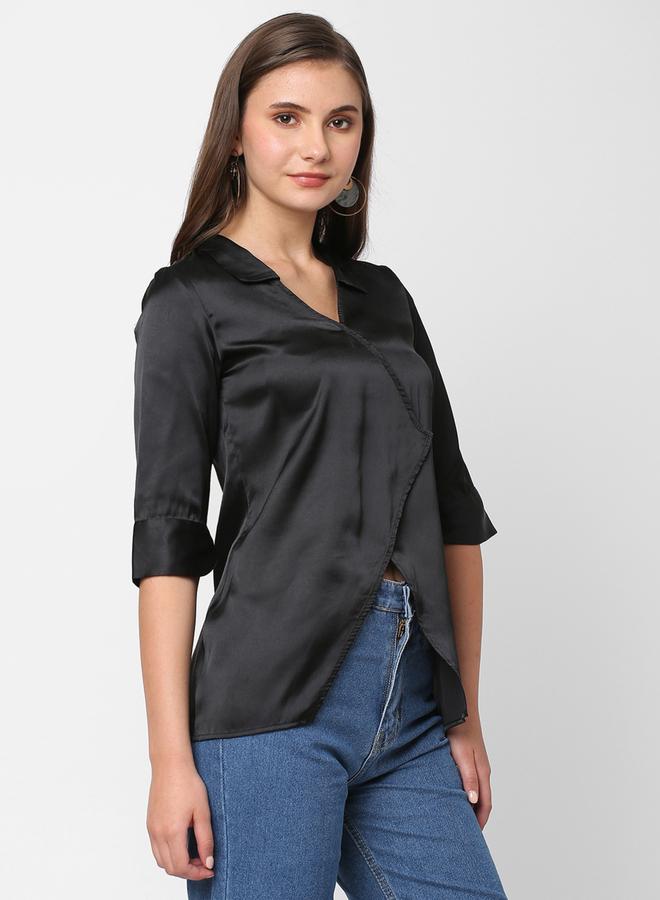 ميش بلوزة ساتان بنمط لف - Image 2